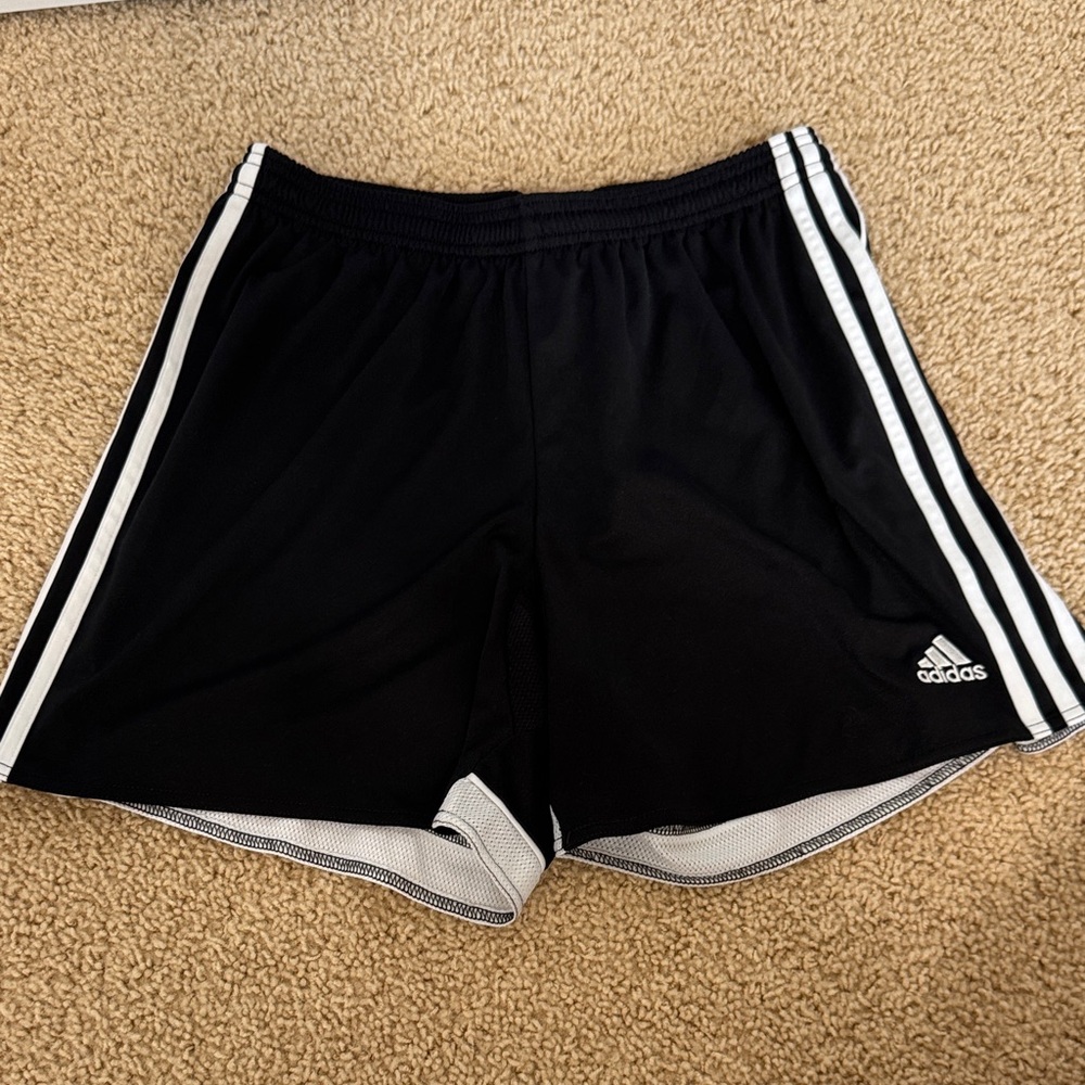 adidas Black Shorts with White Side Stripes